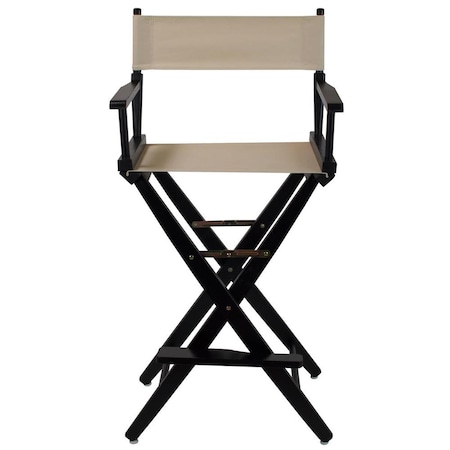 American Trail 206-32-032-12 30 in. Extra-Wide Premium Directors Chair, Black Frame with Natural Color Cover 206-32/032-12